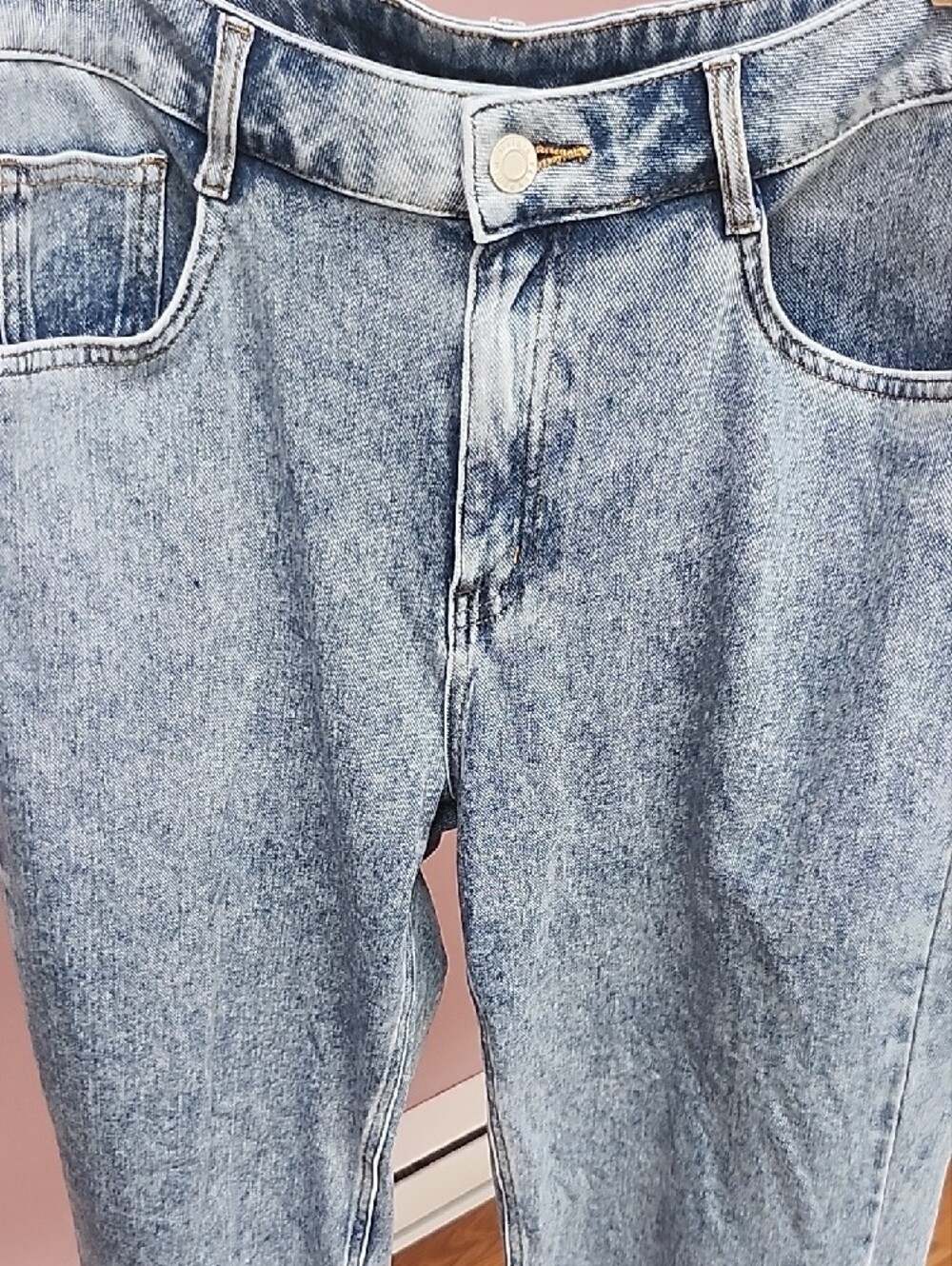 Halara Flex High Waisted Zipper Pockets Straight Leg Casual Jeans - Blue Jasper